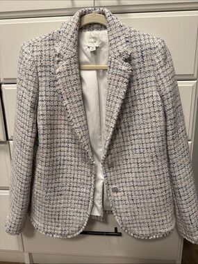 J. Crew Women's Tweed Blazer in Cream and Blue Check